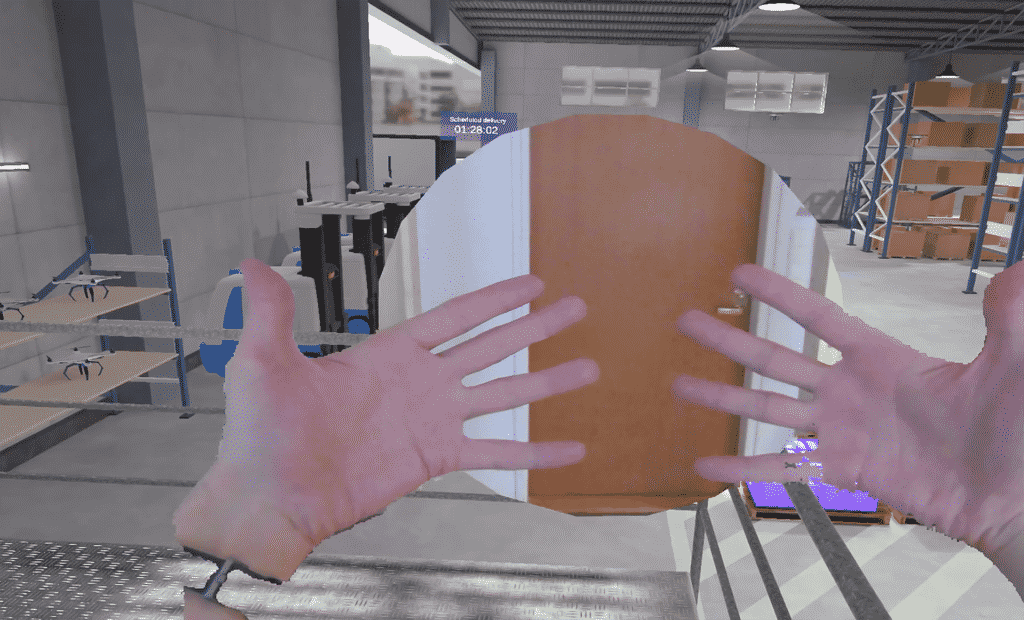 Users hands in mixed reality when using Varjo glasses.