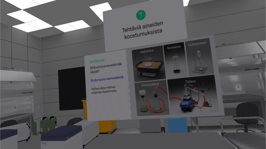 VR virtuaalinen oppimisympäristö laboratorio