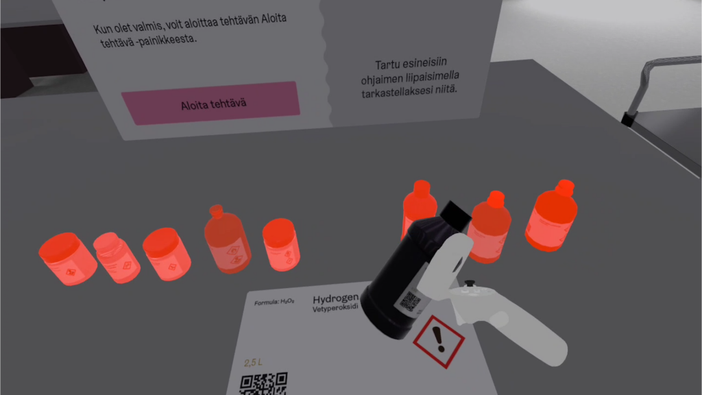 VR training exercise about substances in laboratory