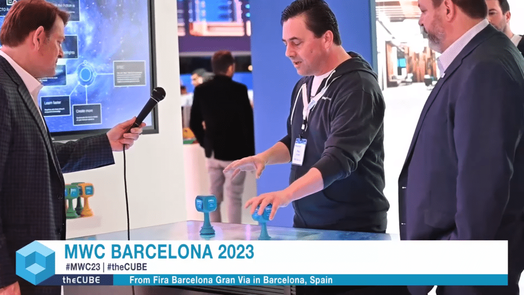 Paul Norkus using Multitaction touch display at MWC 2023